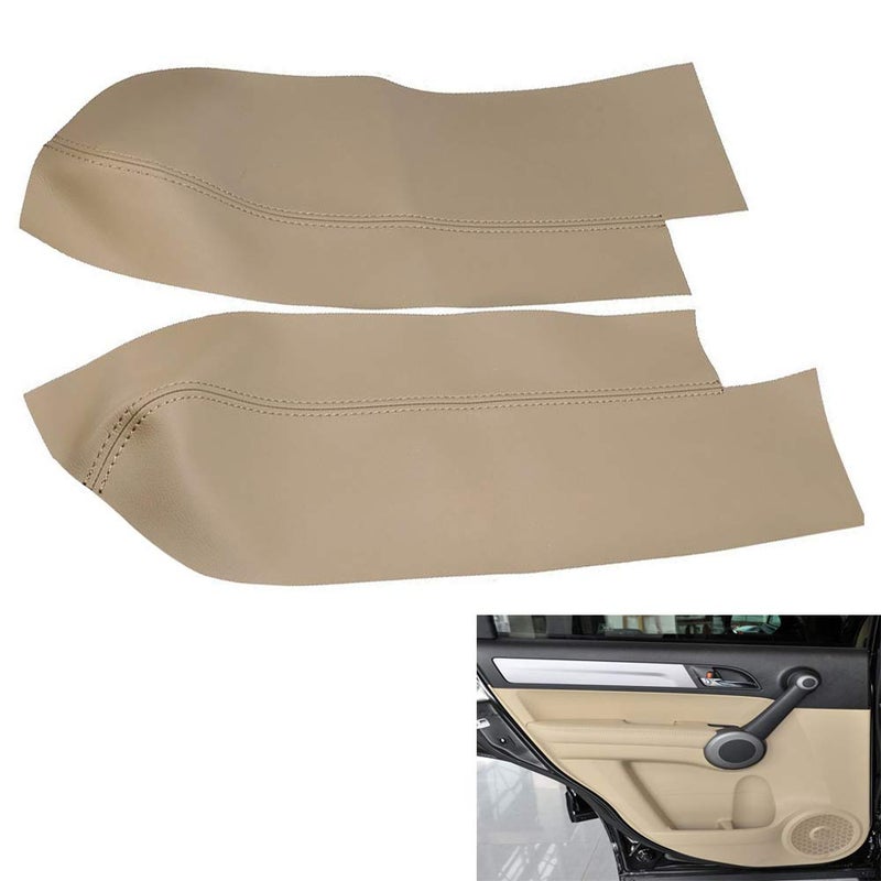 DSkoiph Front Door Panels Armrest Cover Leather Left & Right for Honda Cr-V CRV 2007-2012 Leather Part Only (Beige) - Image 1